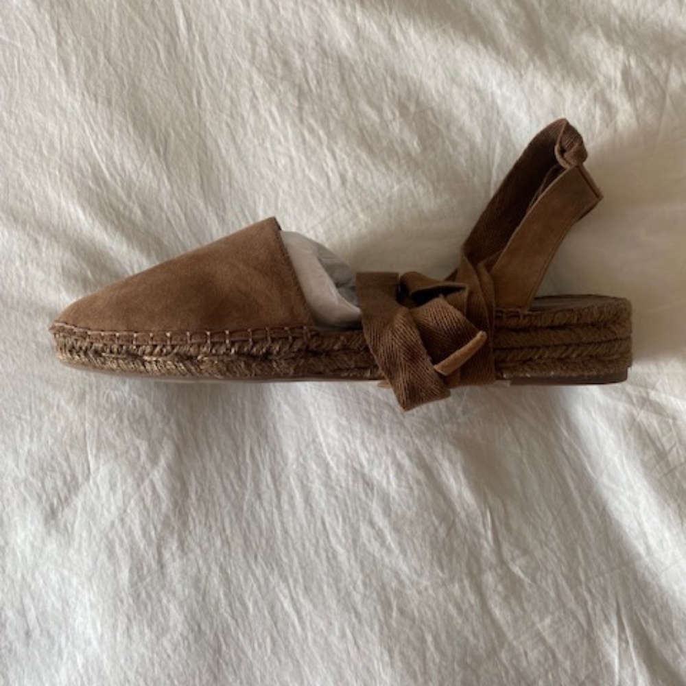 Banana Republic NWOT Chocolate Suede Classic Wrap-Around Ankle Tie Espadrilles - Picture 7 of 9
